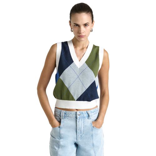 Cue Argyle V-Neck Vest